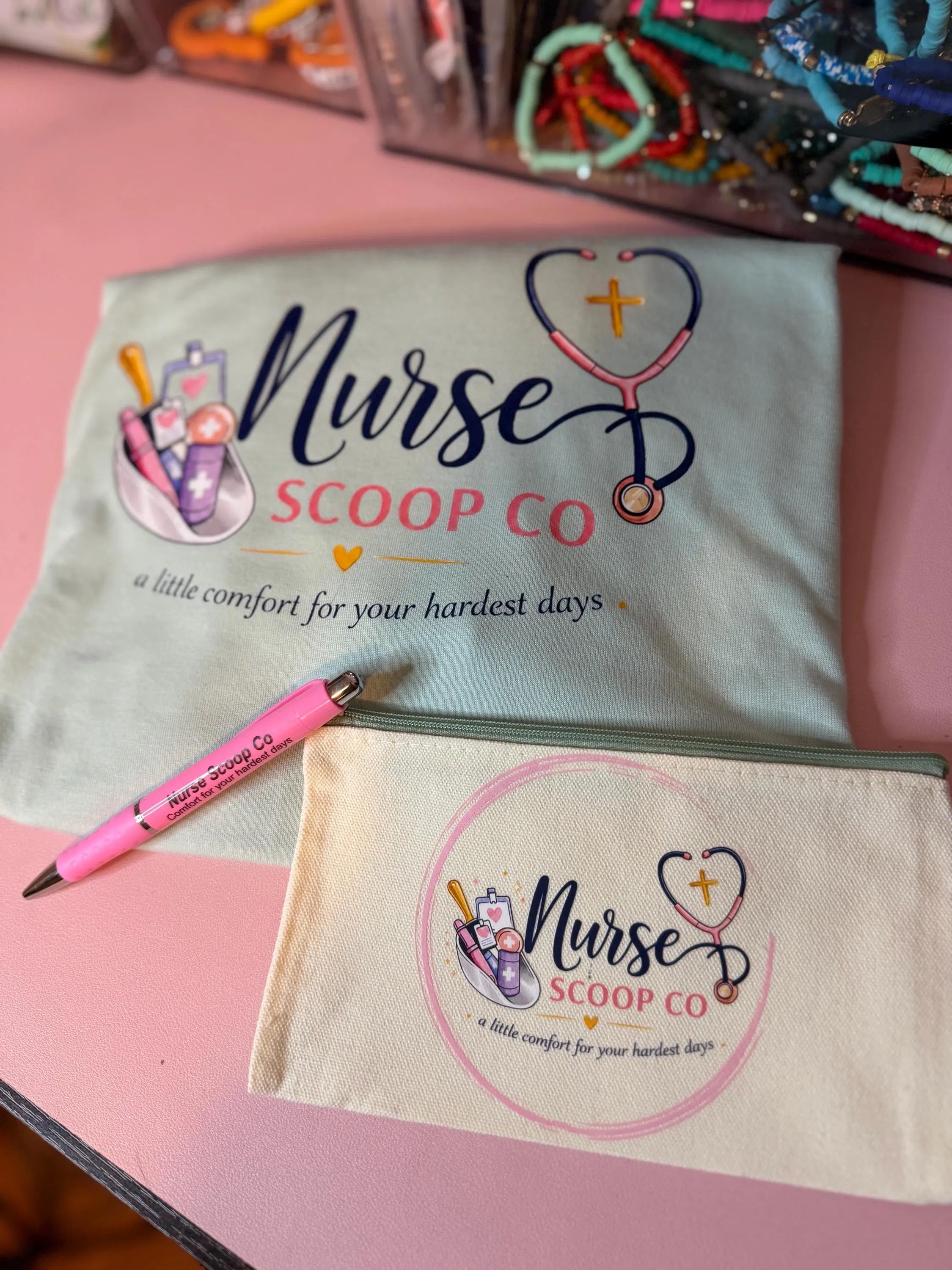 Nurse Gift Bundle | Nurse Scoop Co T-Shirt, Canvas Zipper Pouch & Pen | RN Gift | CNA Gift | LPN Gift | Nursing Student Gift